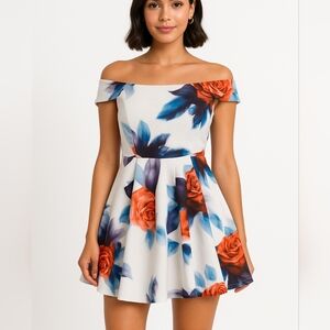 TOPSHOP Sz 2 Summer Spring Floral Skater Dress Slip Shoulder Fit & Flare Lined